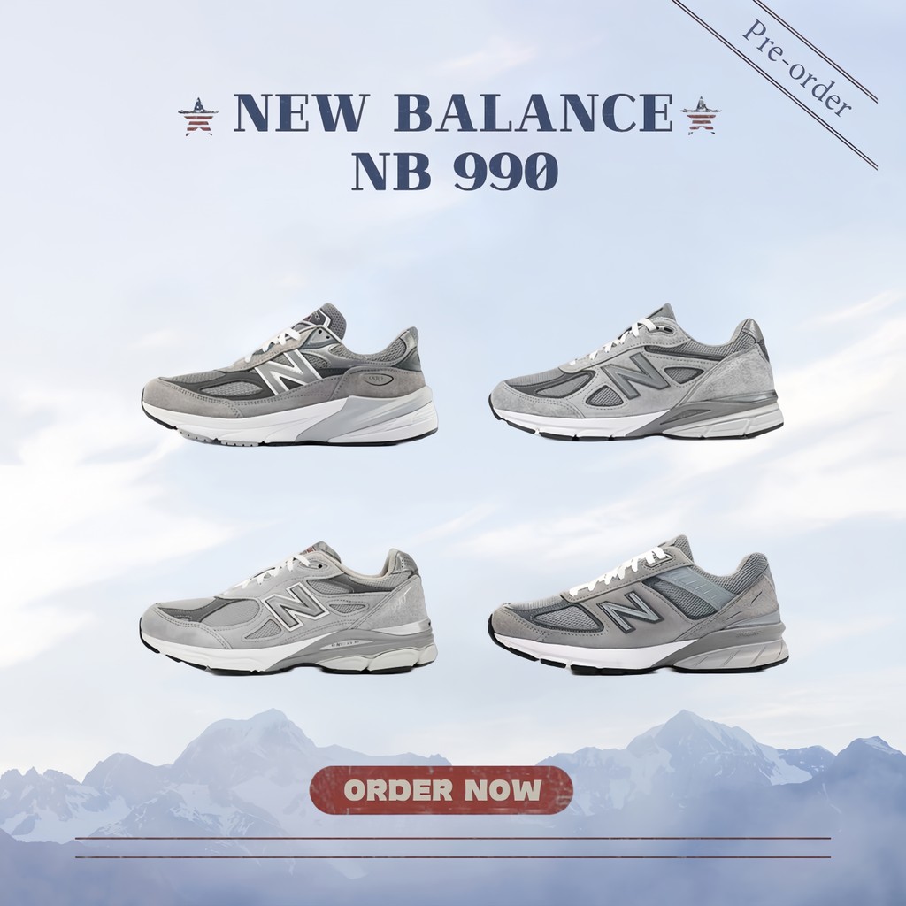 pre-orderของแท้100% รองเท้า New Balance NB 990 v6v/v5/v4/v3 M990GL6/U990GR4 Sneakers Unisex [พร้อมส่