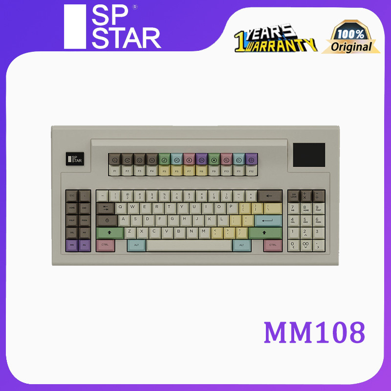 SP STAR MM108 บลูทูธไร้สายขนาดใหญ่ Retro Hot-Swappable Mechanical Keyboard พร้อมหน้าจอขนาดใหญ่ที่ปรับแต่งได้