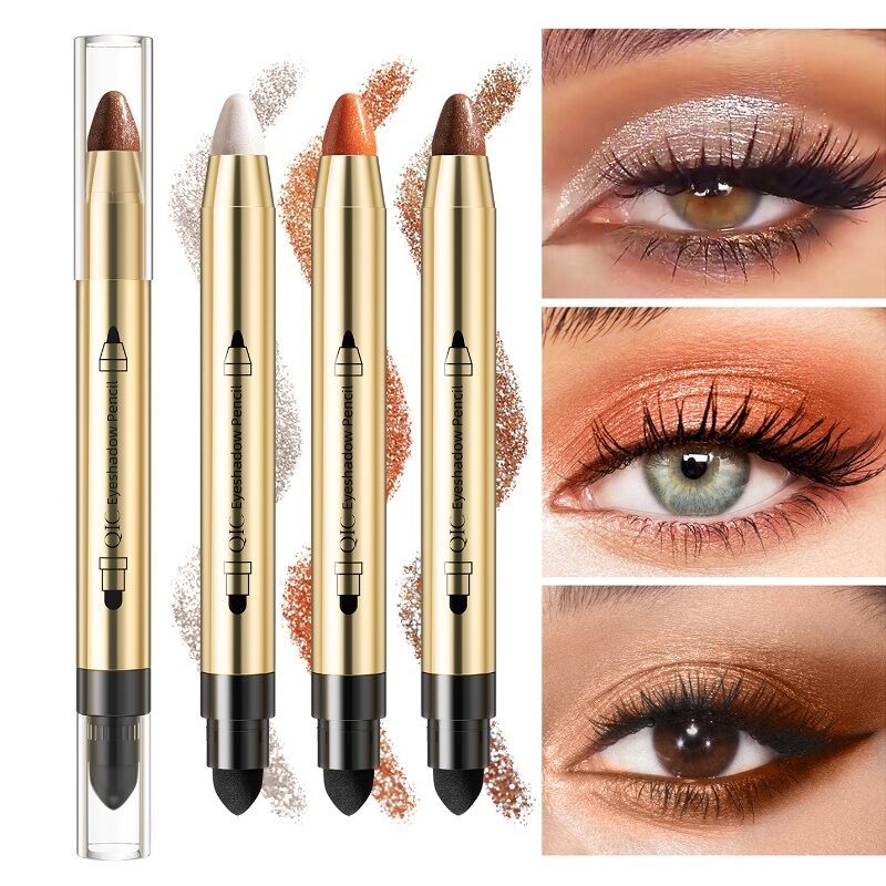 YZS Double Head Metallic Lazy Eyeshadow Stick Shimmer Eyeshadow Pencil Waterproof Long Lasting Highl