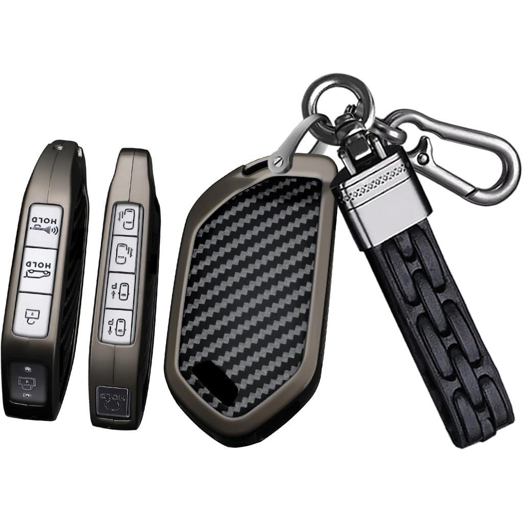 SANRILY คาร์บอนไฟเบอร์รูปแบบ 4/5/7/8 ปุ่ม Key Fob ฝาครอบ Fit สําหรับ Kia Telluride 2023 2024 EV5 Sor