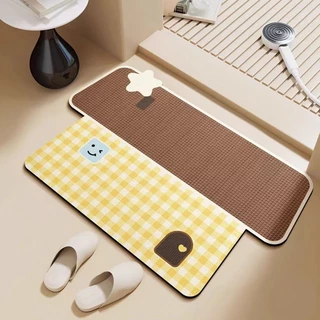 พร้อมส่ง พรม 40x60CM พรมห้องน้ํา วัสดุดินน้ำตาลจากซิลิกา รูปทรงบ้านน่ารัก กันลื่น ทนต่อการขีดข่วนและสกปรก