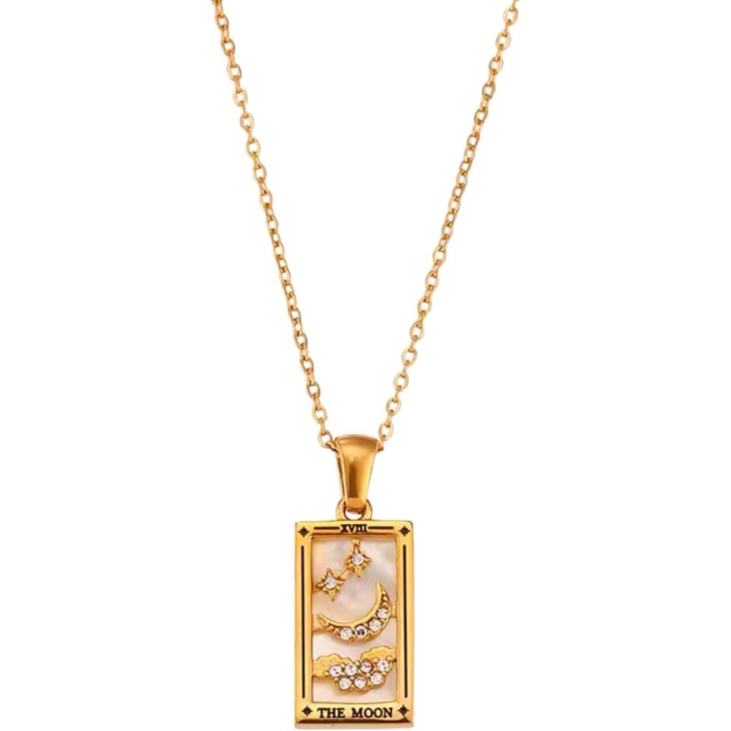 LUVA Tarot จี้สร้อยคอ-18K Gold-Plated สแตนเลส-Enamel Cubic Zircony Tarot เครื่องประดับ-Mystery Jewel