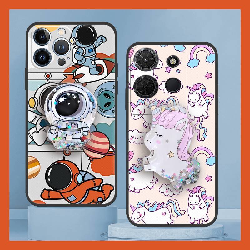 ป้องกันเลนส์โทรศัพท์ ออกแบบแฟชั่นเคสโทรศัพท์สําหรับ TCL 503/T442M/T442A/T442J ขาตั้งหมุนได้Glitter Q