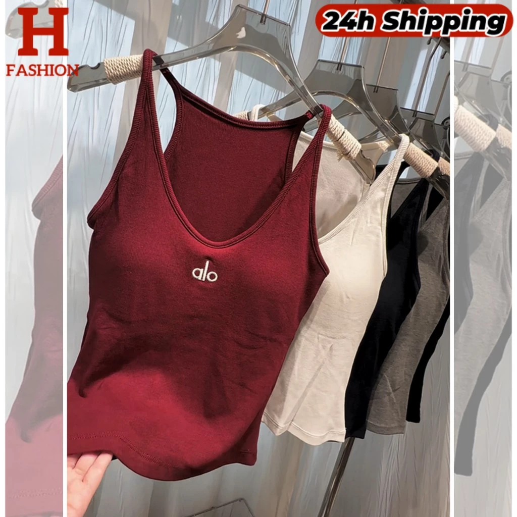 HOT🔥alo* เสื้อสายเดี่ยว เสริมฟองน้ำ สีพื้นใส่ได้ทุกวัน 'พร้อมส่ง' FY1338