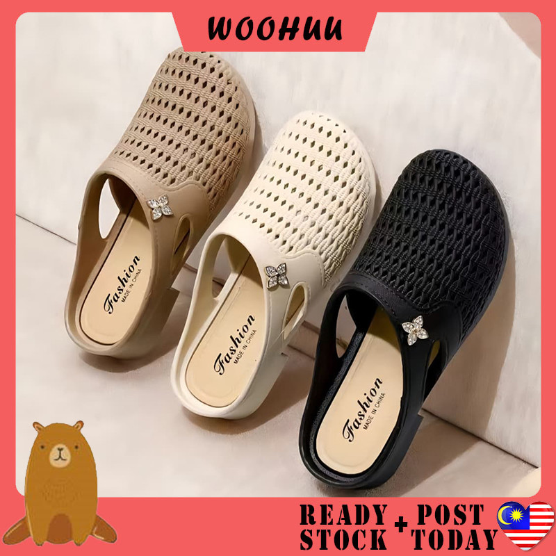 WOOHUU Women Flat Wedge Sandals Kasut Perempuan Kasut Wanita Flat Wedge Sandals