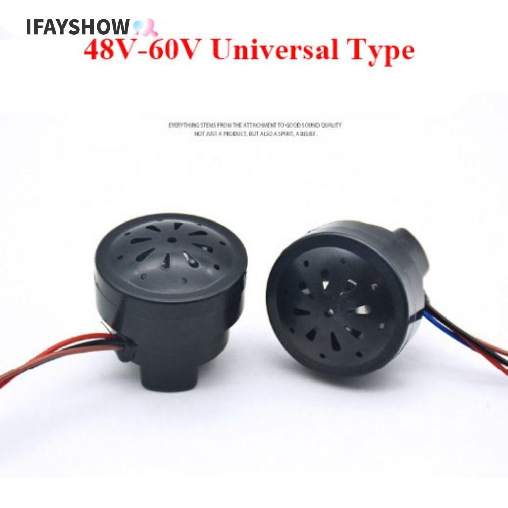 IFAYSHOW แตรสามล้อและแตรรถยนต์ไฟฟ้า พลาสติก 48V 60V สีดำ สำหรับจักรยานไฟฟ้า มีระบบเสียงถอยหลัง LED