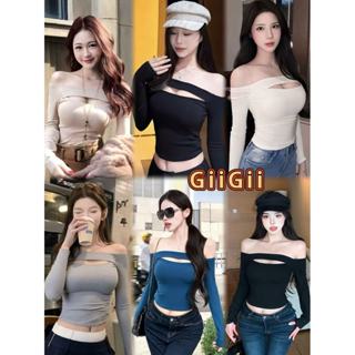 พร้อมส่งจากไทย เสื้อท่อนบน แขนยาว ปาดไหล่ ดีไซน์หวานเซ็กซี่ …