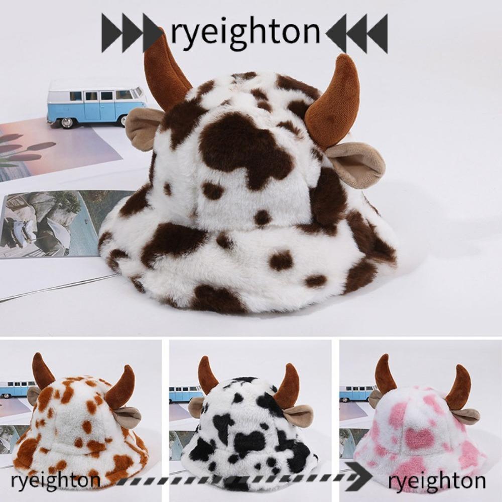 RYEIGHTON Fluffy Warm Hat, Keep Warm Casual Fuzzy Bucket Hat,แฟชั่นHip Hop Faux Fur Capฤดูหนาวฤดูใบไ