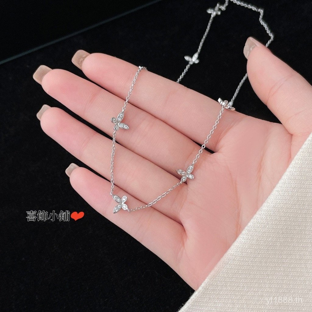 สร้อยคอผีเสื้อสั้น สไตล์ใหม่ ทำจากเงินสเตอร์ลิง 925 และประดับด้วยเพชร VCS7