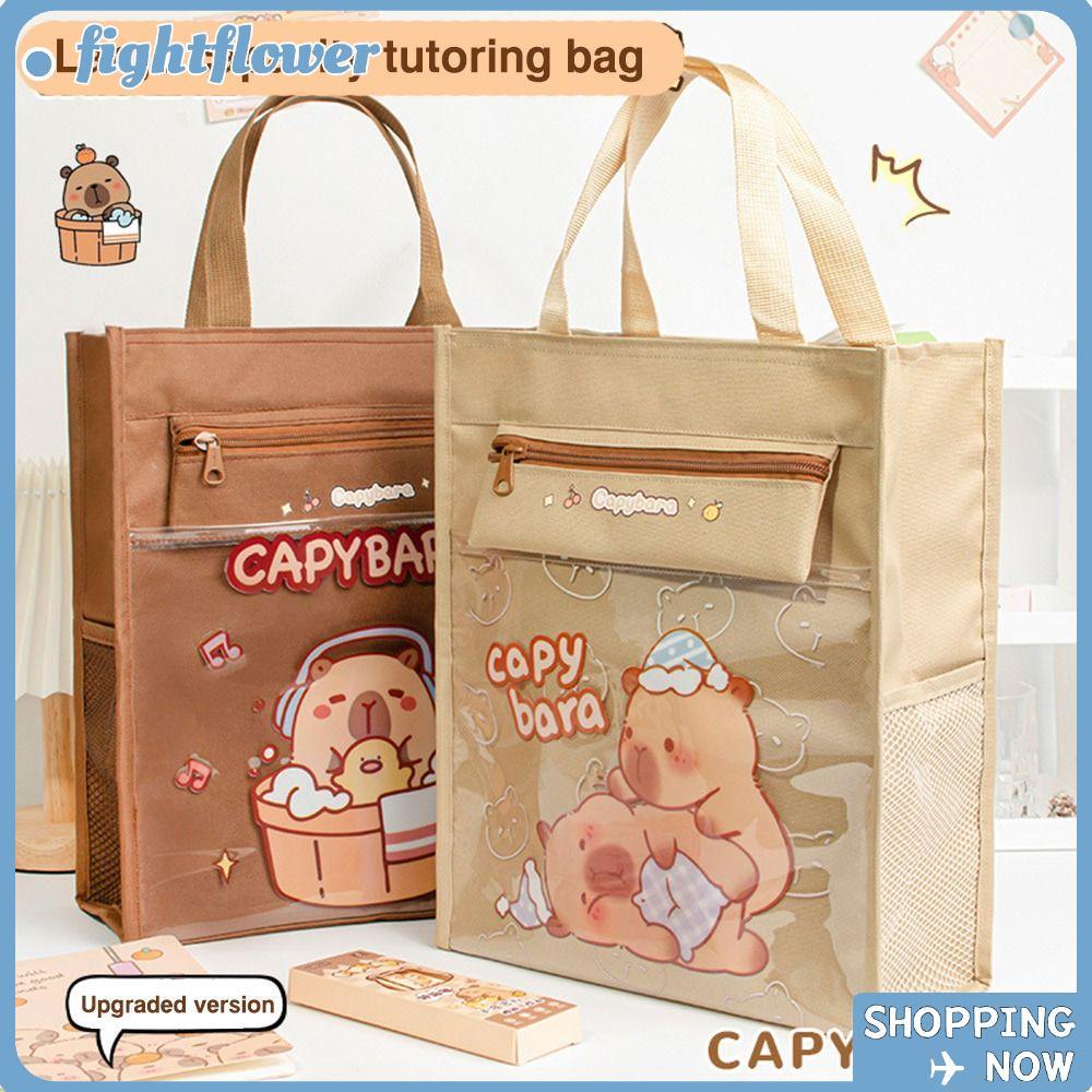 FIGHT File Bag, Canvas Capybara File Pouch, Fashion Thicken Zipper Storage Bag Student