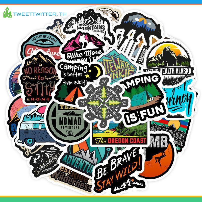 ทวีต50ชิ้นตั้งแคมป์ภูมิทัศน์สติกเกอร์การผจญภัยกลางแจ้งปีนเขาสติกเกอร์กันน้ํา ไทย - รูปที่ 7