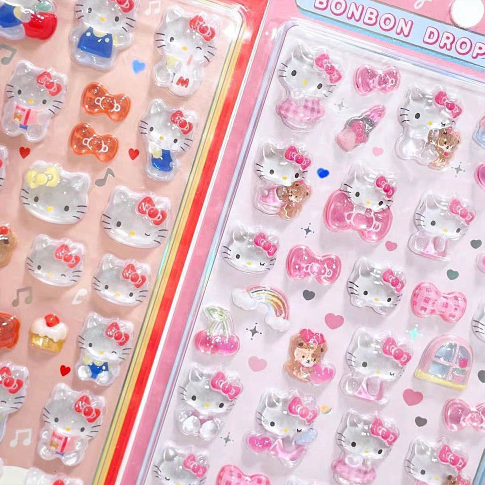 DIY สติกเกอร์เยลลี่คริสตัลตกแต่งเคสโทรศัพท์ตกแต่ง 3D Solid Stereoscopic การ์ตูนโปร่งใส
