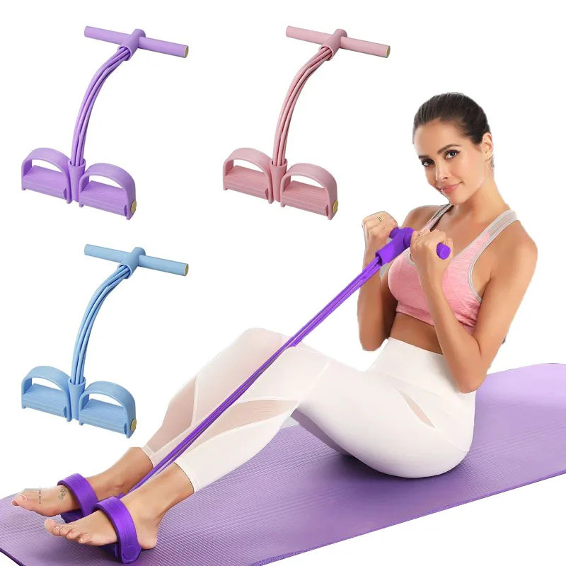 6-Tube Resistance Band Multi Function Tension Rope Fitness Bands 6-Tube Elastic Yoga Pedal Puller Fo