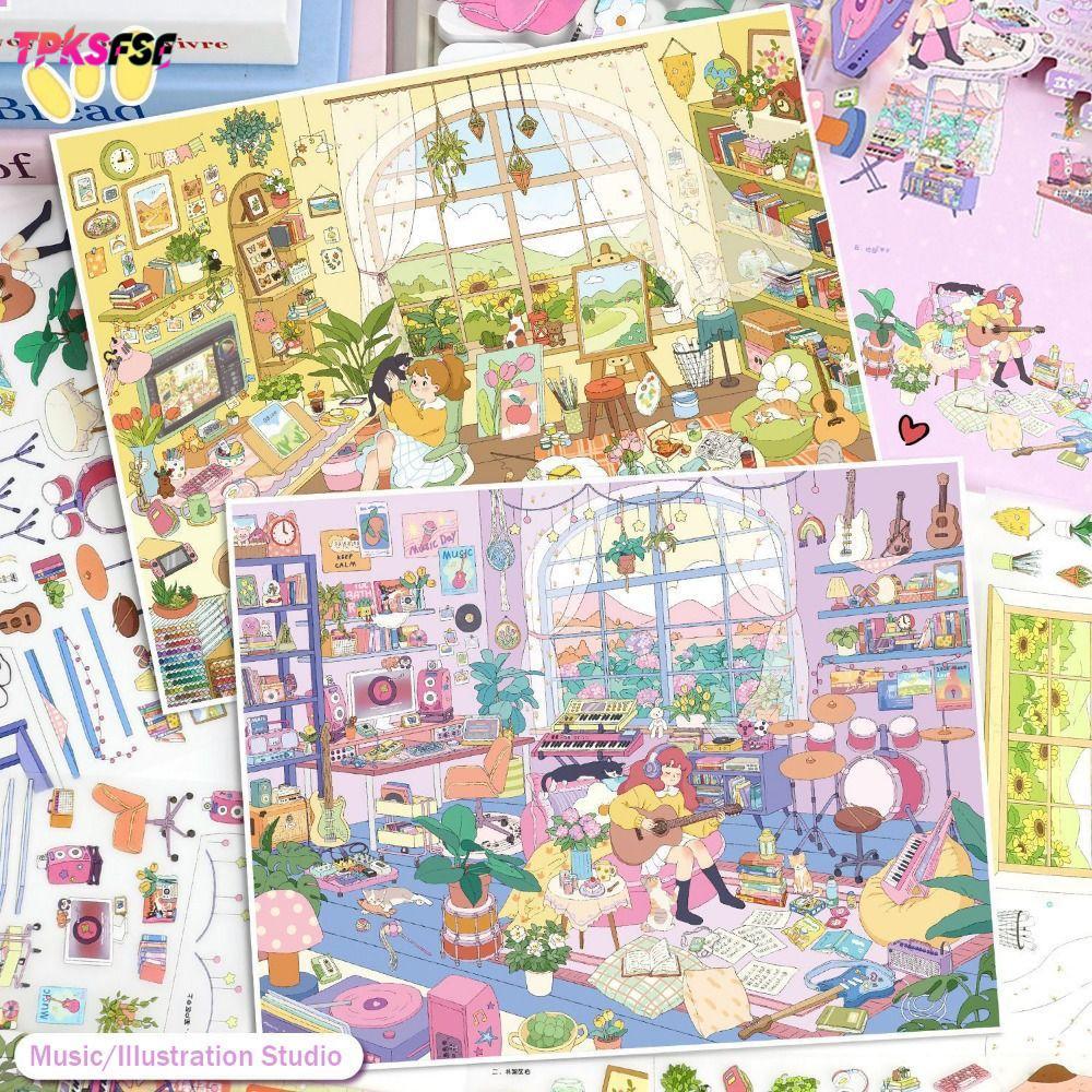 TPKSF DIY Pocket Cabin Scene Sticker, Scene Display Decompression Landscape Sticker, Creative Visual