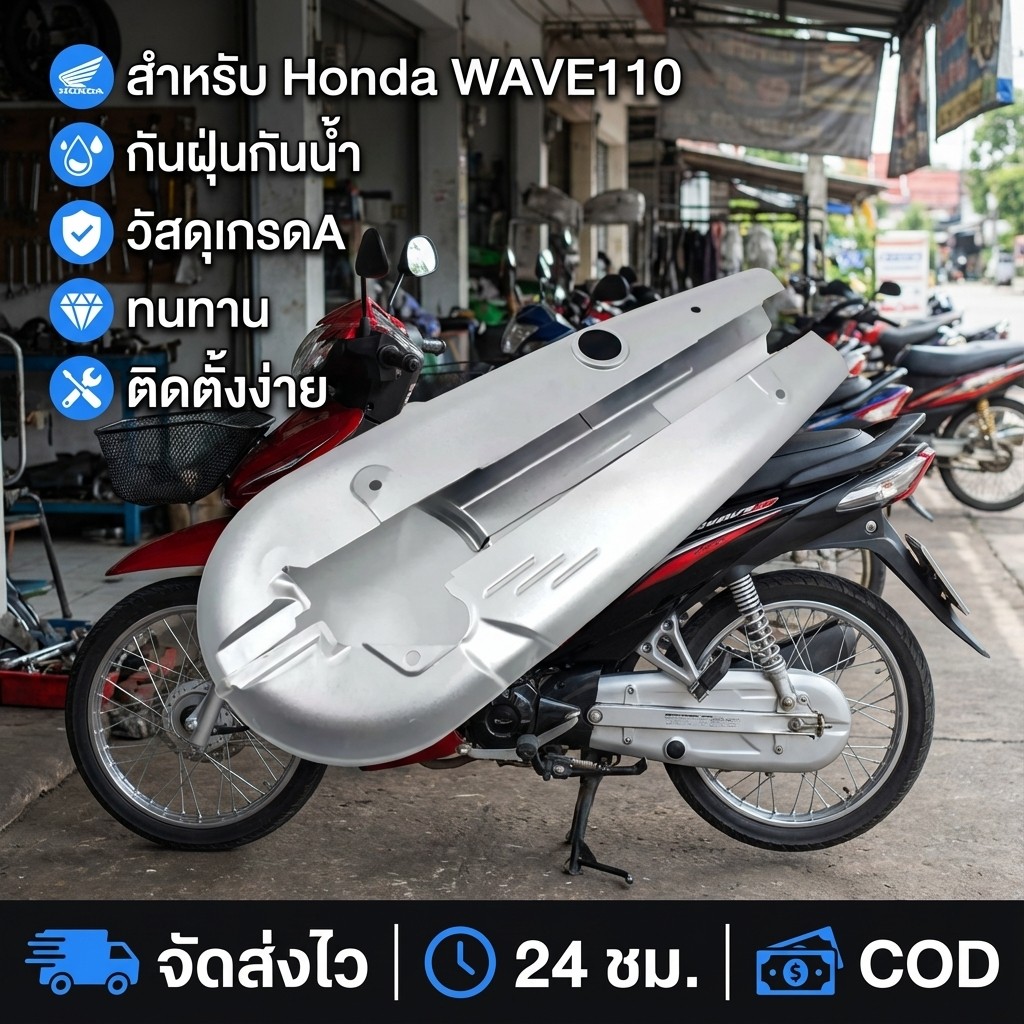 บังโซ่เดิม Wave110i ปี 2009-2021 ใส่ตรงรุ่น Honda Wave110i บังโซ่ชุด งานหนา สีบรอนซ์ ไม่มีชุดน๊อตแถม
