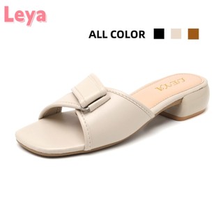 Leya Korean style trendy leather straps 5cm height increase slippers