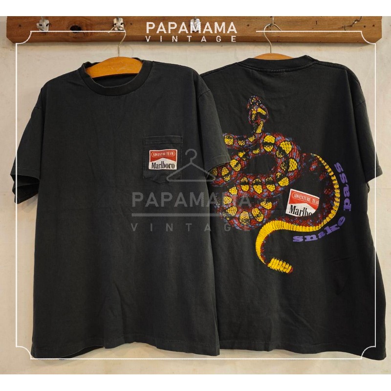 [ Marlboro ] Snake pass poket Bio Washed เสื้อวินเทจ เสื้อวง papamama vintage shirt