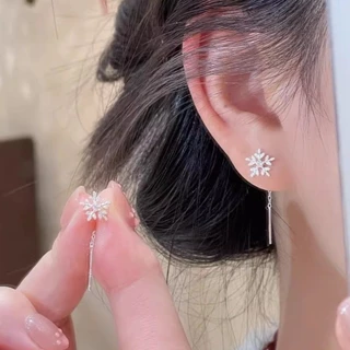 We Flower ต่างหูผีเสื้อแบบโซ่เกาหลี S925 เงิน สำหรับผู้หญิง พร้อมให้เป็นของขวัญและสร้อยคอแฟชั่น