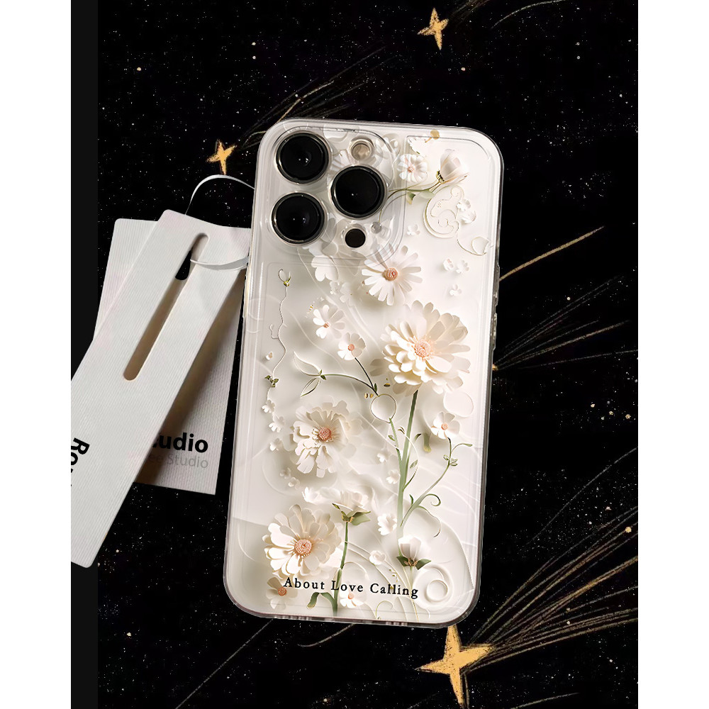 เคสโทรศัพท์ใส ลายดอกไม้สีขาวบริสุทธิ์ กันกระแทก ใช้ได้กับ iPhone17/13/11/12/14/15Max/16Pro/15Plus/X/XR/7/8Plus ZTTKK0582