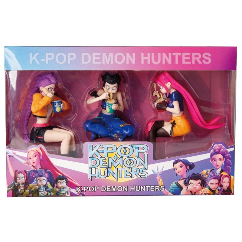 3 ชิ้น/เซ็ต 9-14 ซม.อะนิเมะ K-Pop: Demon Hunters ก๋วยเตี๋ยว Stopper รูป Rumi Mira Zoey กินบะหมี่กึ่งสําเร็จรูป HUNTR/X PVC Action Figures ตุ๊กตาของเล่น