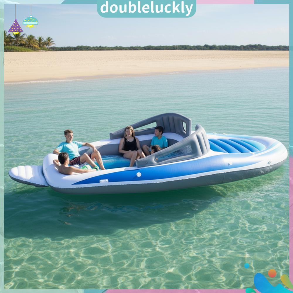 PVC พองลมสำหรับปาร์ตี้ 6 คน ใช้ได้ในทะเลสาบและแม่น้ำ พร้อมเตียงพองลมแบบยอร์ช