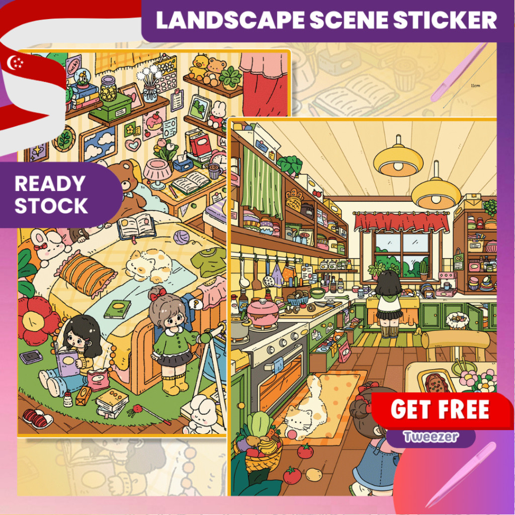 [KW] Dream Voyage Landscape Sticker 3D Scene Sticker สําหรับ Journaling, สมุดภาพ, บรรเทาความเครียด &