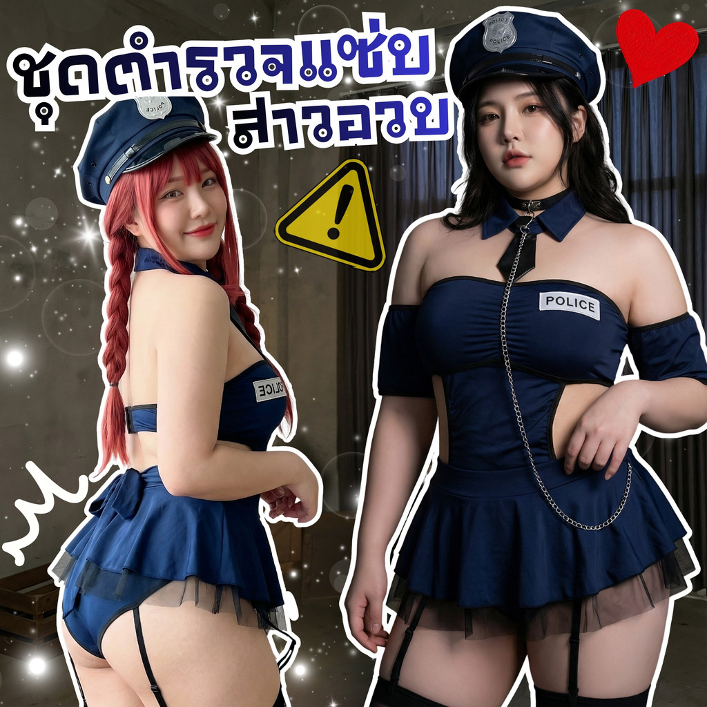 SUPER SEXY  ชุดนอนสาวอ้วนแซ่บๆ ชุดตำรวจเซ็กซี่  คอสเพลย์เซ็กซี่ 🚔❤️‍🔥 M-964