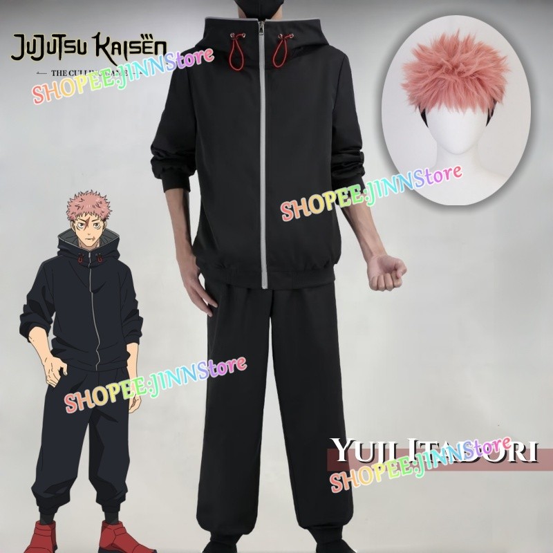 -JINN-ITADORI YUJI สีดำ Hoodie สำหรับ cosplay จากอนิเมะ Jujutsu Kaisen