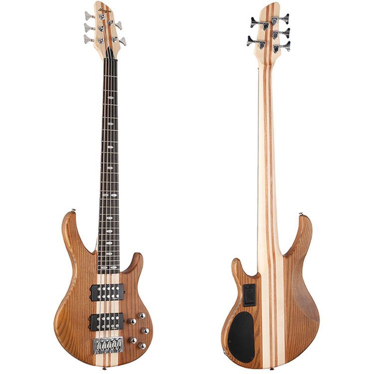 ขายส่งคุณภาพสูง OEM Mollo MFB-02 Ash Body Mahogany Neck 5-String Bass Guitar