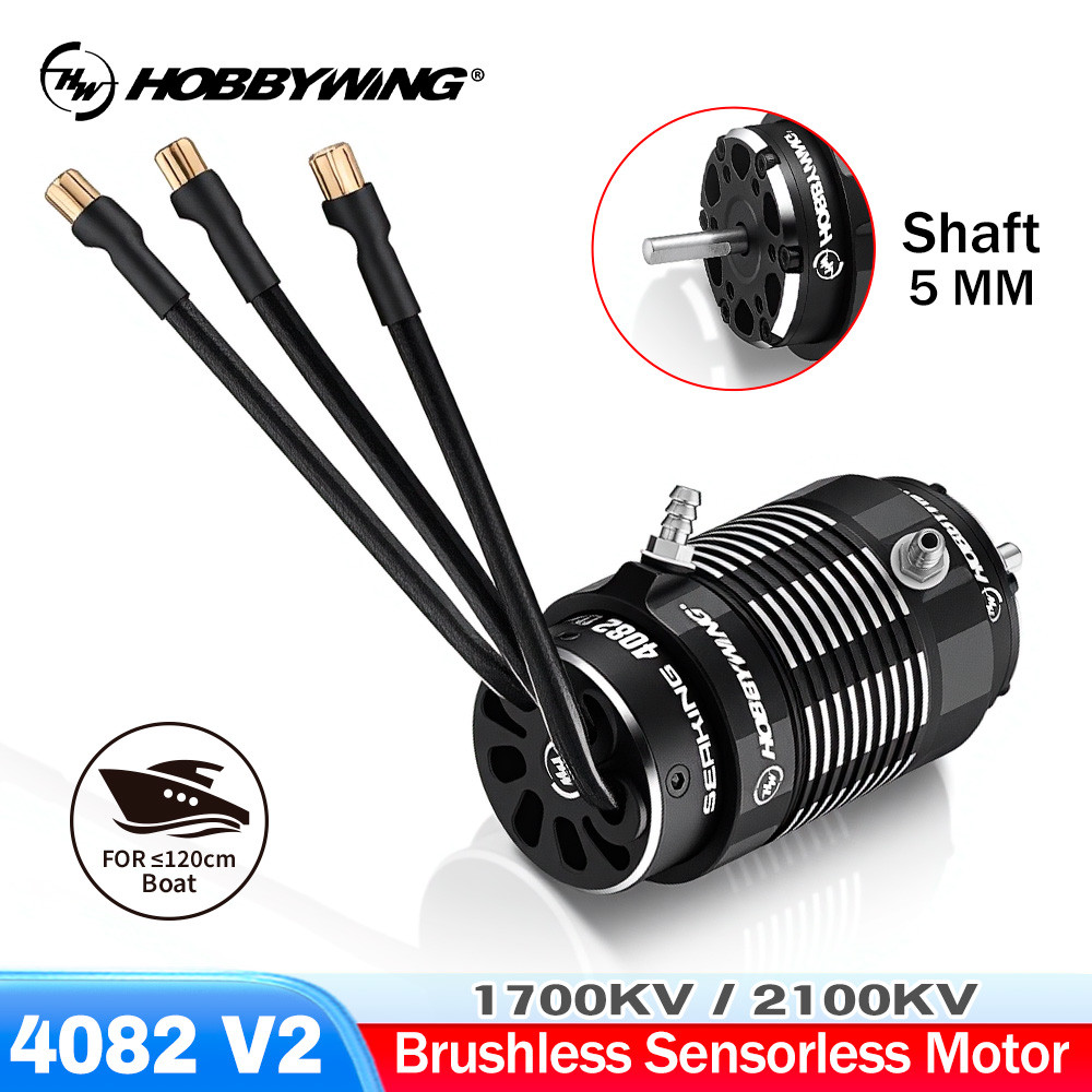 Hobbywing Seaking 4082 V2 Sensorless Motor for 120cm RC Boats, Choose 1700KV or 2100KV with 5MM Shaf