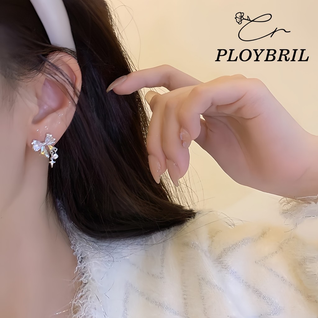 ต่างหูสตั๊ดประดับโบว์ สไตล์เกาหลี สำหรับผู้หญิง E037 - รูปที่ 5