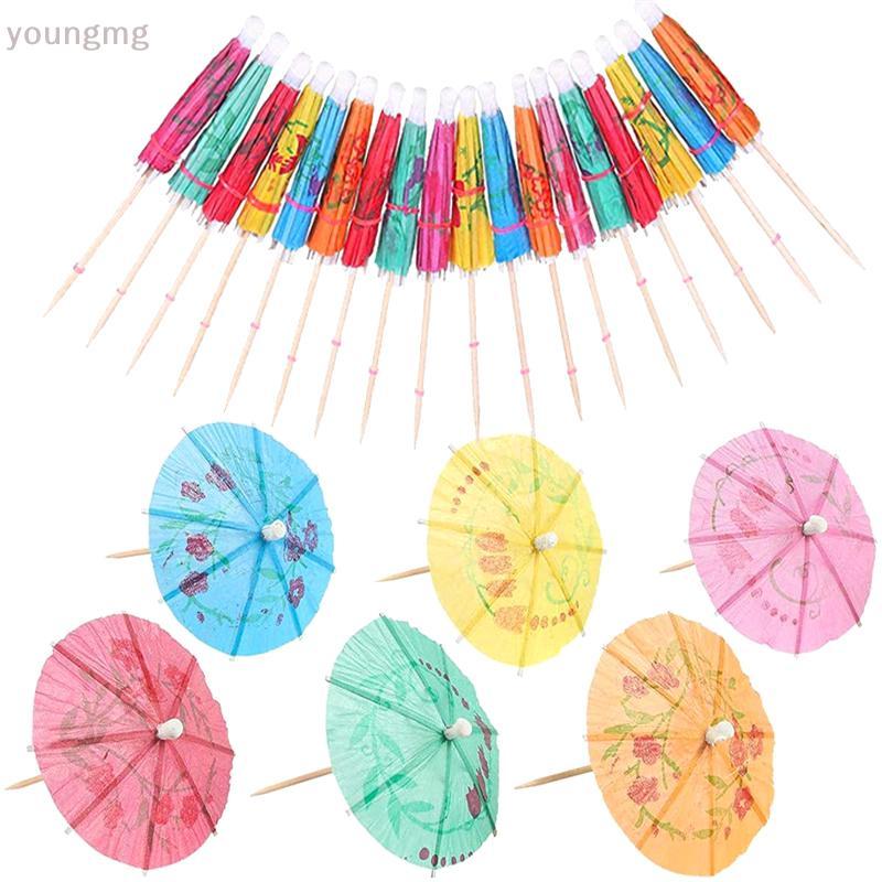 [YG] 50 ชิ้นเครื่องดื่มเค้กผลไม้ Stis Mini ร่มกระดาษ Cotail Parasols งานแต่งงานตกแต่งเด็กวันเกิด Party Supplies TH – โปรปัง