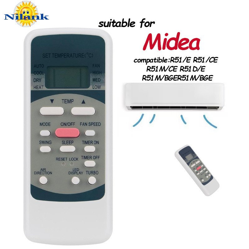 รีโมท remote รีโมทแอร์ Midea Series R51/E R51/CE R51M/CE R51D/E R51M/BGE R51M/BGE