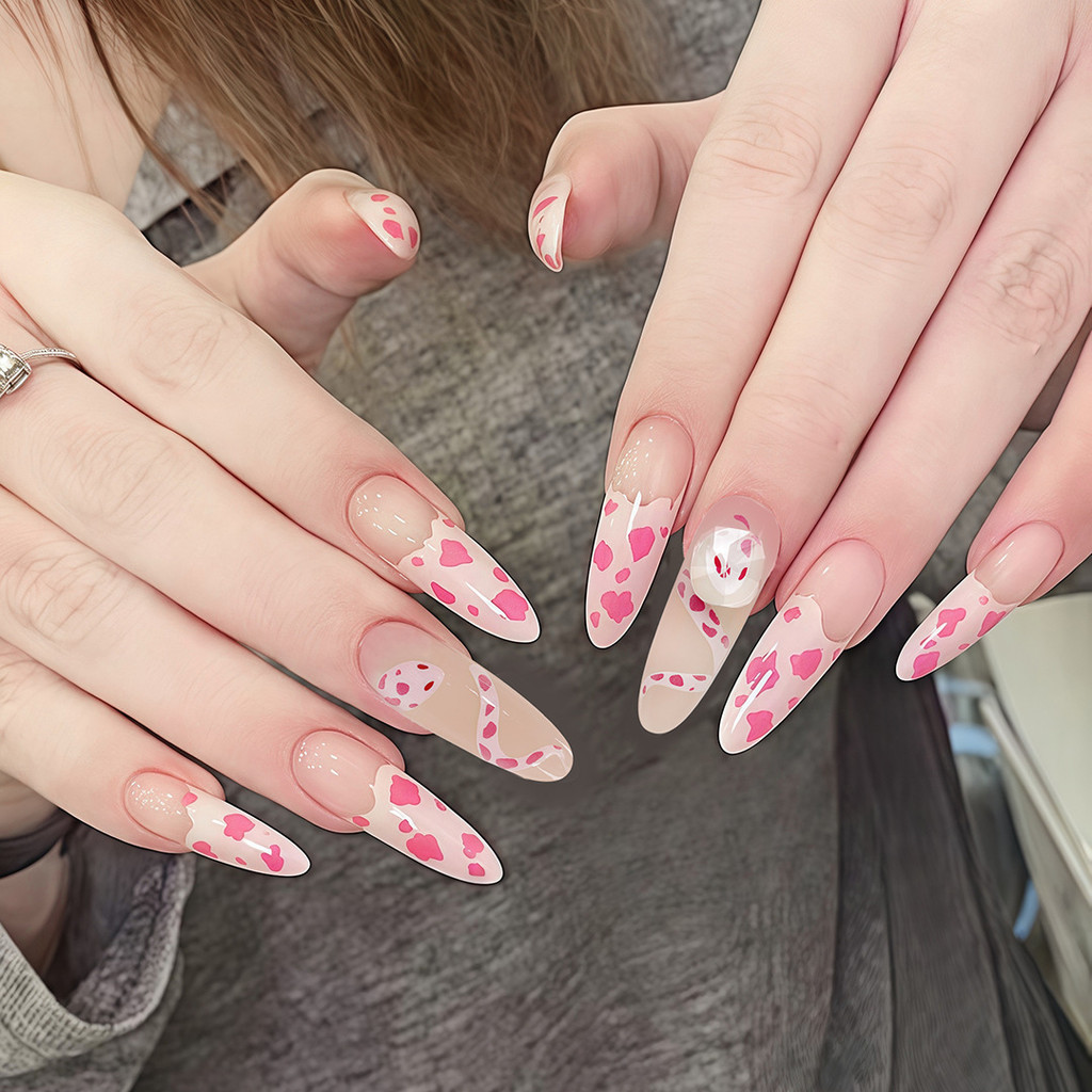 ใหม่สําหรับปี 2026 S-New Years Armor Pink Lucky Snake Wear Nails Transparent Big Diamond Nails Stick