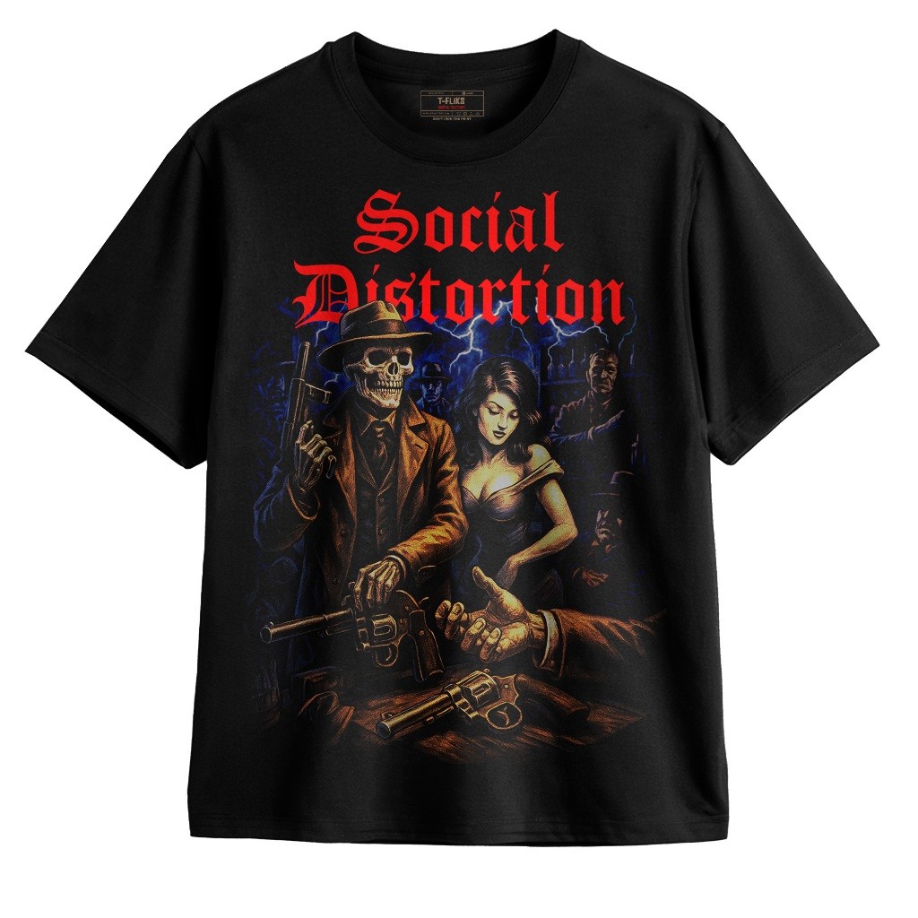 HOT SOCIAL DISTORTION BAND TSHIRT OVERSIZE UNISEX BLACK - TFLICS