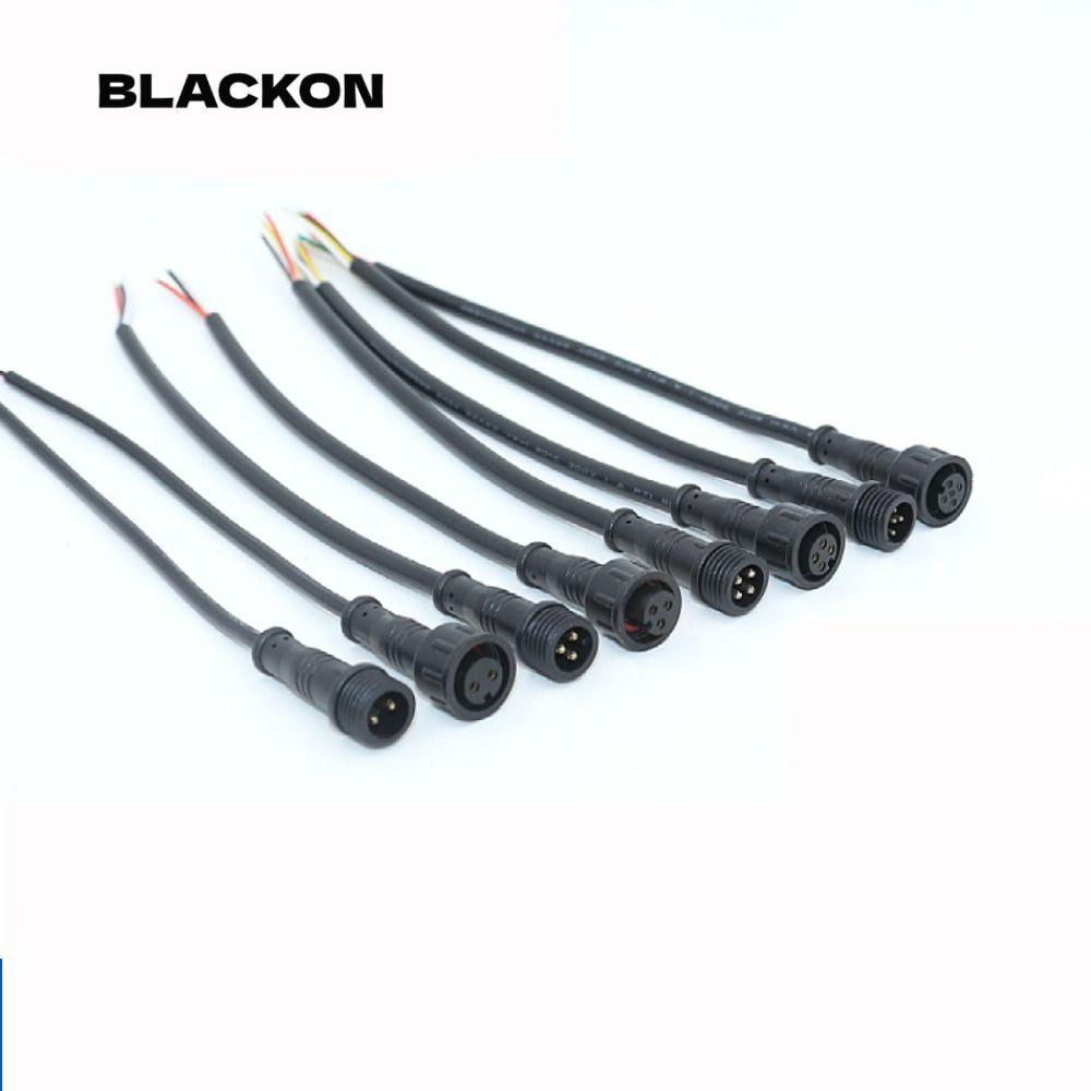 BLACKON 2Pin 3Pin 4Pin แจ็ค, IP67 สายสีดําชายหญิง LED Connector, 20 ซม.2Pin 3Pin 4Pin สายไฟกันน้ํา L