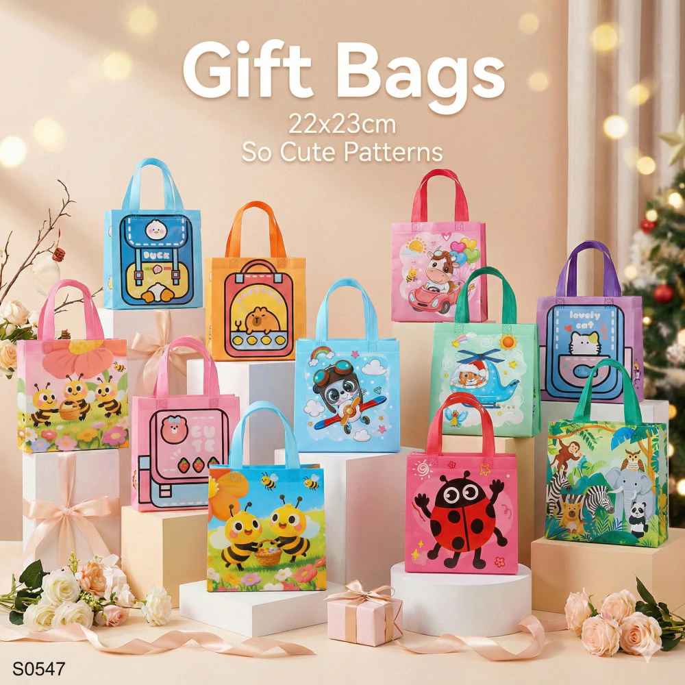 S0293 กระเป๋าผ้า ถุงของขวัญ ลายการ์ตูน น่ารัก 22x23x11ซม. ใส่ของ ใส่เครื่องเขียน ใส่เอกสาร พับได้ thumbnail 9