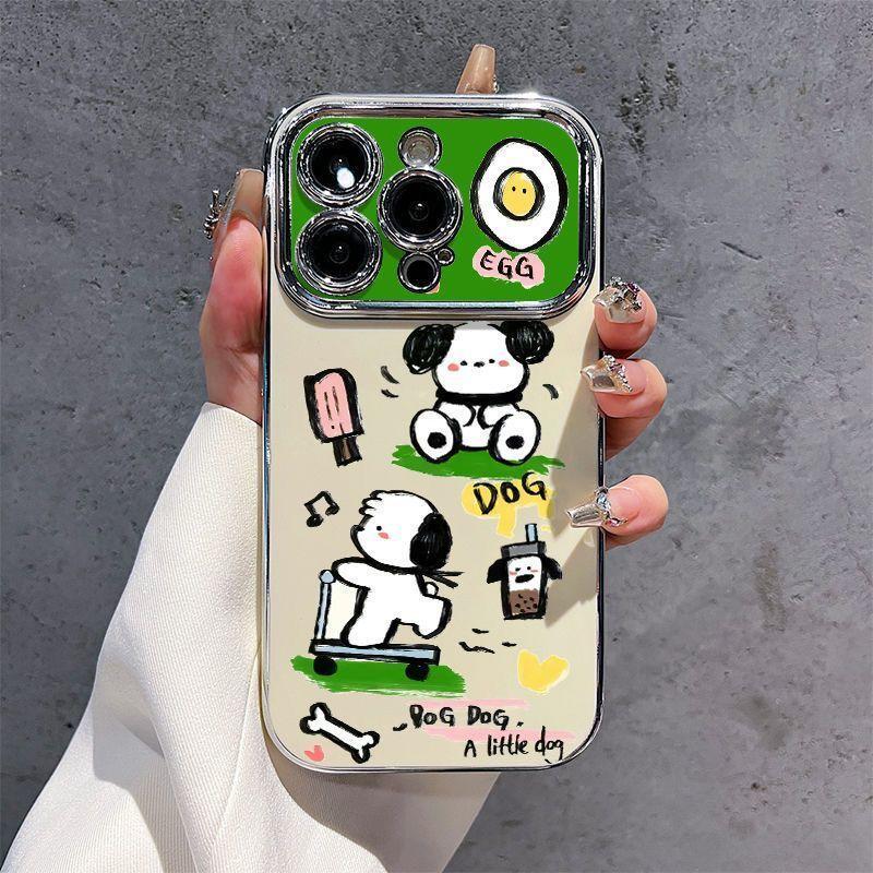 จักรยานลูกสุนัข Electroplated หน้าต่างขนาดใหญ่ใช้งานร่วมกับ iPhone สําหรับ iPhone 17 /14 Pro Max /17