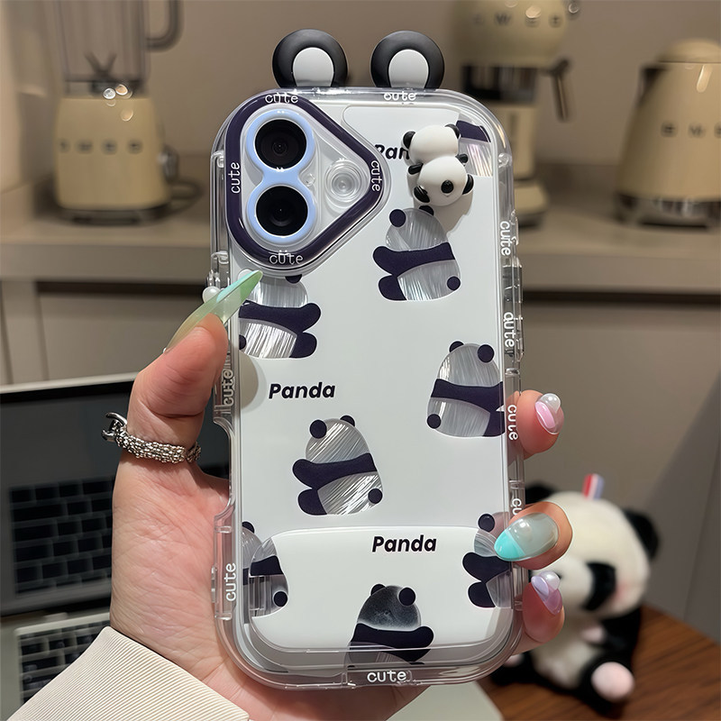 Panda Ear Stand สไตล์ใหม่เหมาะสําหรับ Apple 16Pro เคสโทรศัพท์ iPhone14max Xiaomi 15 Huawei mate70pur