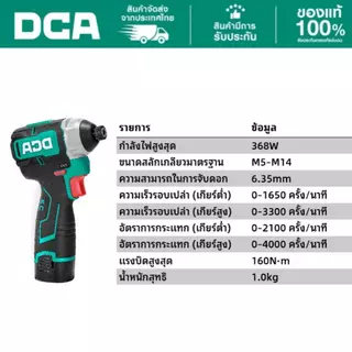 DCA ADPL16-158 ไขควงกระแทกไร้สาย 16V Brushless แรงบิด 160N·m ไขควงแบต 16V ขันสกรูแรง งานติดตั้ง/ช่างไม้/ช่างเหล็ก