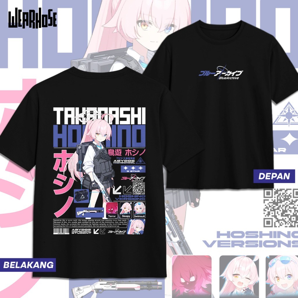HOSHINO BLUE ARCHIVE TAKIASHI HOSHINO ARMED DB เสื้อยืดอะนิเมะเกม Unisex Wearhose