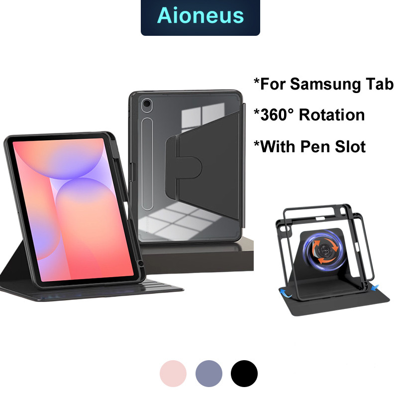 เคส Samsung Galaxy Tab A11 A11+ S10 Lite 2025 S10FE S9 FE S6 Lite A9 A9+ 360° หมุนได้พร้อมที่ใส่ปากกา