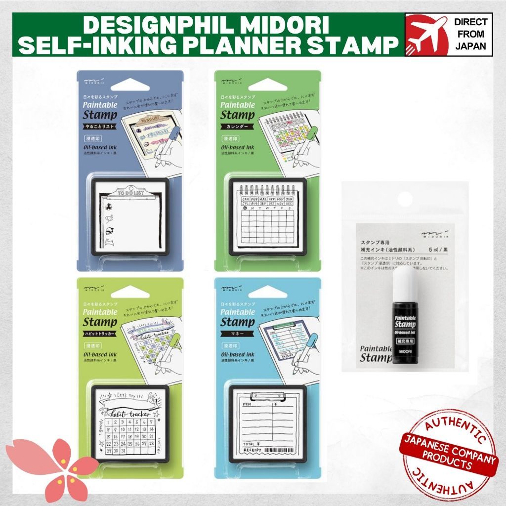 DESIGNPHIL Midori Self-Inking Planner Stamp Direct from Japan