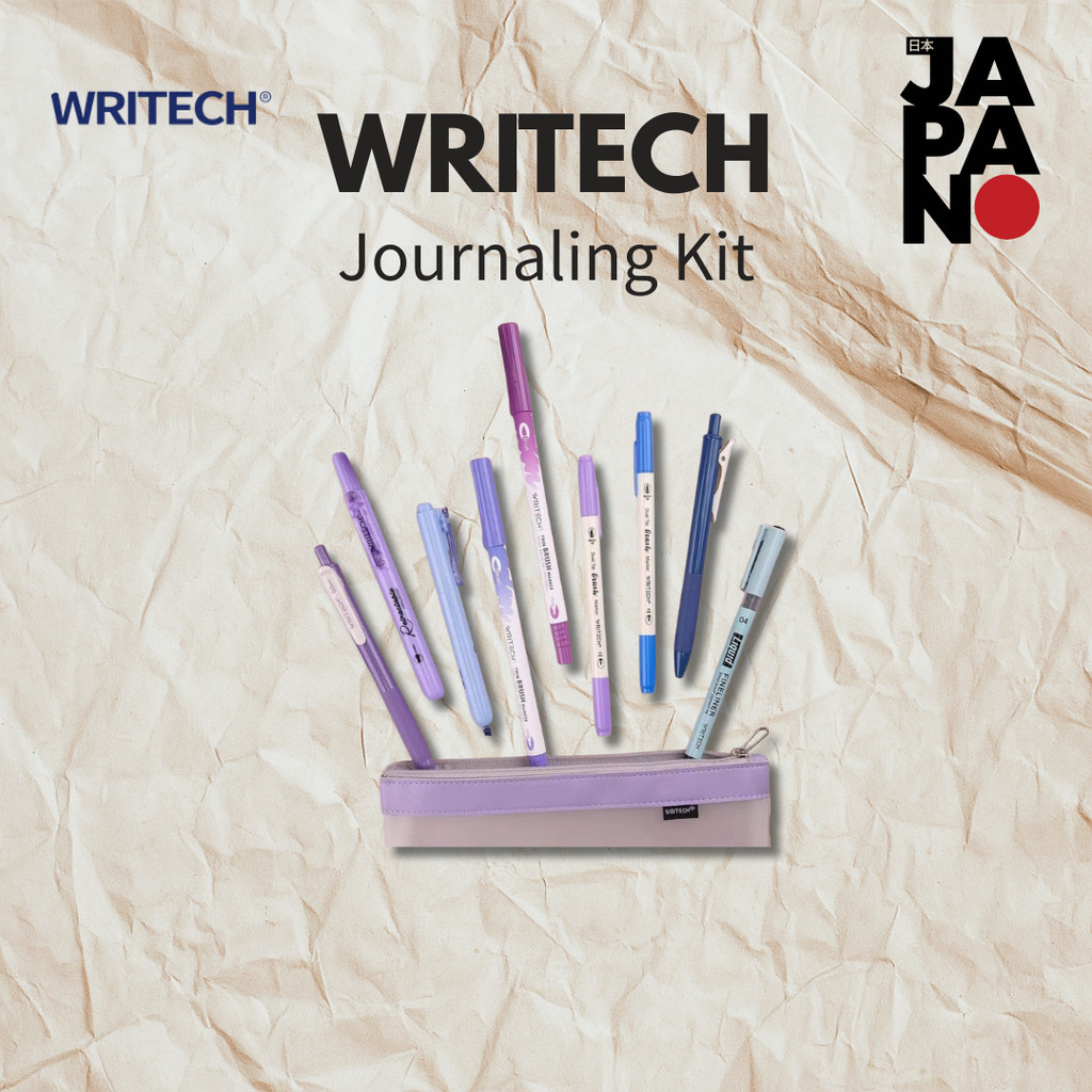 Writech Journaling Kit Gel Ink Pen/ Retractable Highlighter/ Dual Tip Brush Pen/ Fine Liner Smooth W
