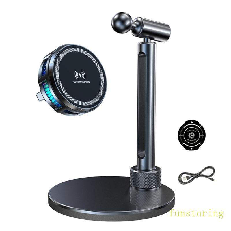 แท่นชาร์จแม่เหล็ก FUN Metal 15W พร้อมเซมิคอนดักเตอร์ระบายความร้อน 360° การหมุนสําหรับโทรศัพท์ขนาด 4-