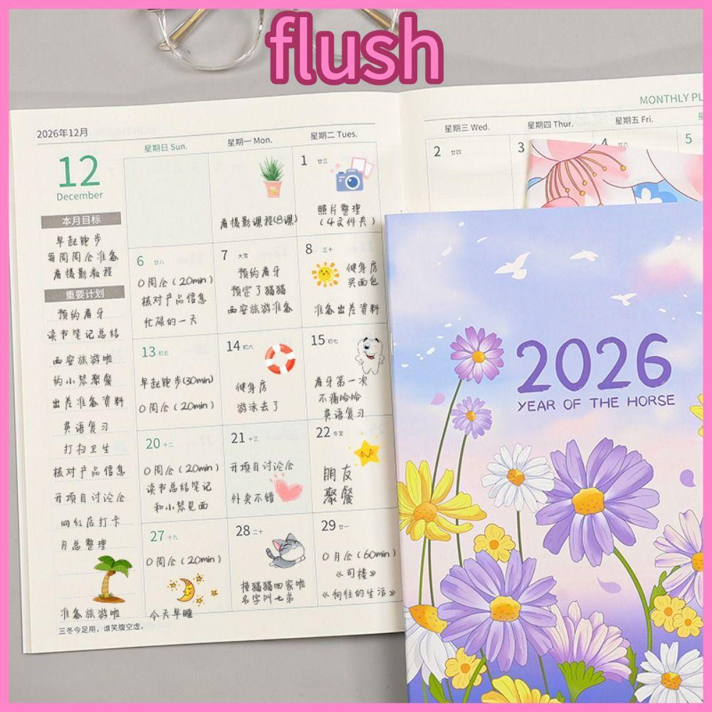 FLUSH 2026 Schedules Notebook, A4 A5 Work Effication Planner Notebook, Portable Learning Plan Life C