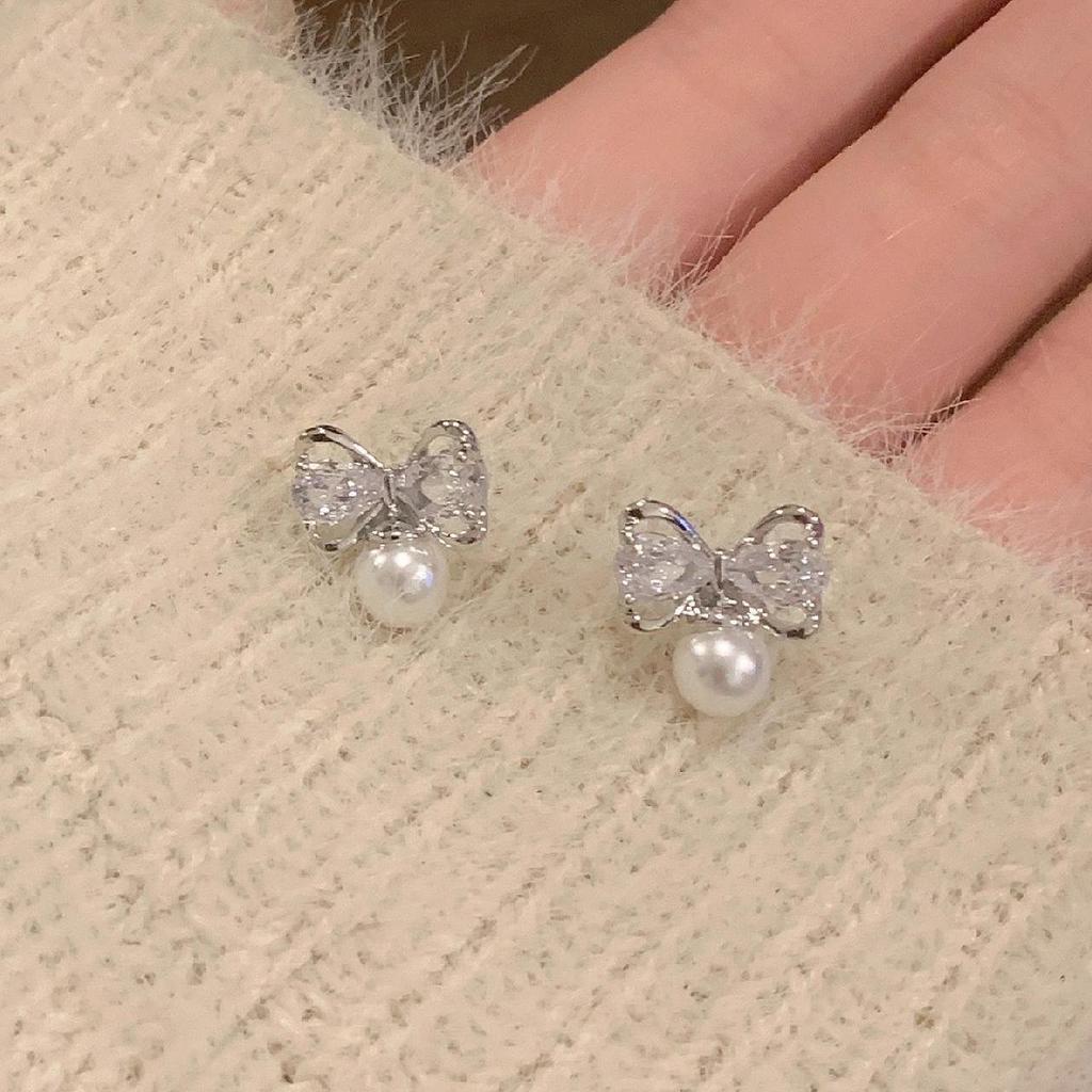 ต่างหูห่วง ต่างหูโบว์ Stainless ชุบทอง ดีไซน์เก๋ ใส่ได้ทุกวัน ไม่ลอกไม่ดำ