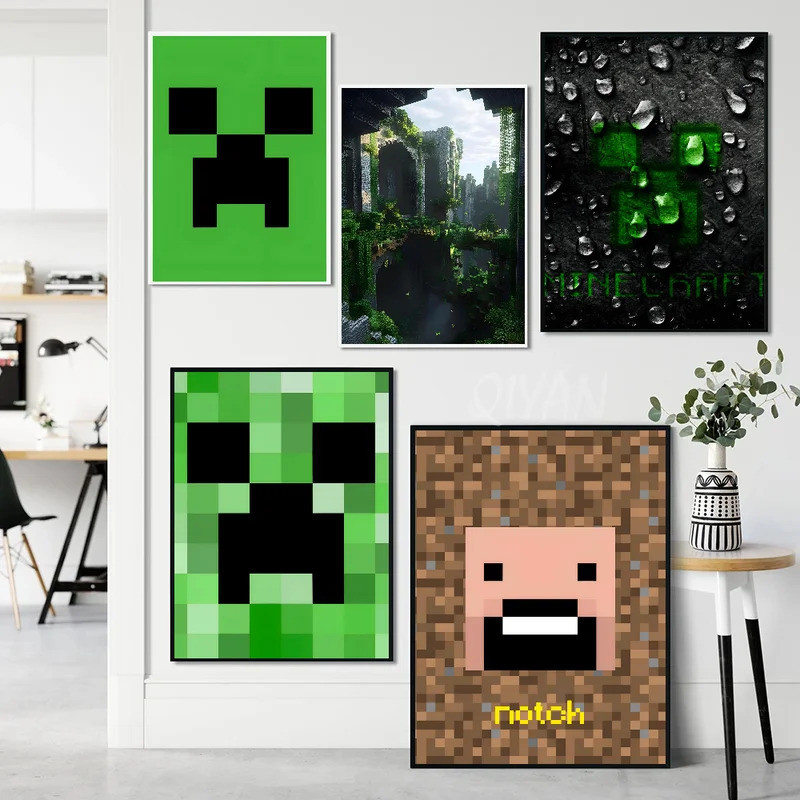 1PC PC เกม M-Minecraft โปสเตอร์โปสเตอร์กระดาษพิมพ์ห้องนั่งเล่นห้องนอน Entrance Bar Cafe Art ภาพวาดตก