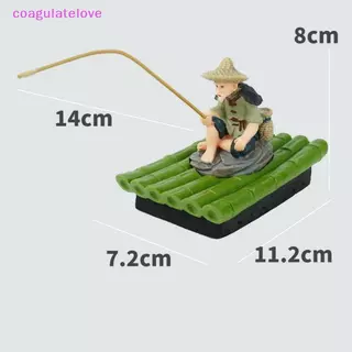 Coagulatelove 1 ชิ้นตกแต่งกลางแจ้งไม้ไผ่ Raft Fisherman Figurine ผู้สูงอายุชาวประมง PVC รูปปั้นสําหรับ Yard ลอย Aquarium Decor [HOT]