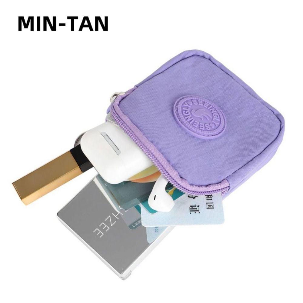 MIN-TAN กระเป๋าใส่เหรียญเงิน,พร้อมแหวนกุญแจสวมใส่บัตรเครดิต Holoder,แบบพกพาผ้าใบกันน้ํากระเป๋าสตางค์กระเป๋าเงินชายหญิง